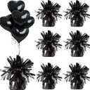 Aluminum Foil Balloon Weights for Parties (6 pcs) - 0.31lb (140g) Each - Premium Balloon Anchors for Birthday, Wedding, Dinner, Indoor & Outdoor Decorations(Black 6pcs)