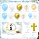 AIBIIN 85Pcs Baptism Decorations for Boys, Primera Comunion Decoracion First Holy Communion Christening Party Decorations White and Blue Baptism Balloon Garland Kit with Mi Primera Comunion Banner.
