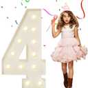4FT Marquee Numbers, Large Light Up Numbers 4 for 4th 14th 40th Birthday Party Decorations, Giant Light Up Number for Anniversary Decor, 4 Feet Mosaic Number 4 with LED Lights DIY Kit
