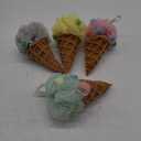  4 Pieces Kids Loofah Ice Cream Cone Bath Sponge Kids Bath Shower Sponge Body Scrubber Exfoliating Loofah for Spa Shower 