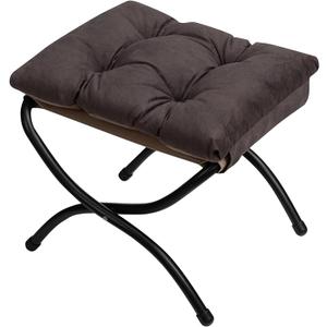 HollyHOME 15"(H) Folding Footrest Stool, Upholstered Small Foldable Ottoman, Accent Padded Sofa Foot Stool for Lazy Chair, Metal Frame Portable Foot Rest Ottoman for Living Room, Bedroom, Coffee,  Dark Gray Texture