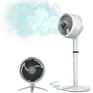 Shark FlexBreeze Pedestal & Tabletop Oscillating Fan with Remote, Indoor & Outdoor, Portable, Corded & Cordless with InstaCool Misting Attachment, White, FA222WH