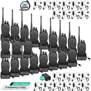 BAOFENG Radio BF-888S Walkie Talkies Long Range Rechargeable Two Way Radios with Flashlight, Type-C Charging Li-ion Battery, Frequency Copy, VOX Handsfree, for Cruise Hiking Camping Family, 20 Pack