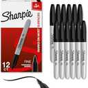 Sharpie Permanent Markers Set Quick Drying And Fade Resistant Fine Point Marker For Wood Plastic Paper Metal And More Drawing Coloring And Poster Marker Black, 12Pcs