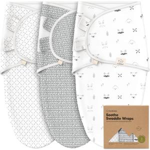 KeaBabies 3-Pack Organic Baby Swaddle Sleep Sacks - Newborn Swaddle Sack, Ergonomic Baby Swaddles 0-3 Months (Nordic)