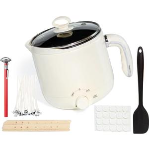 Aroparc Wax Melter for Candle Making Large 1.8L/60oz Electric Wax Melting Pot with Pouring Spout, NonStick Easy to Clean & Keep Warm  Wicks, Wick Stickers, Centering Tools, Spoon