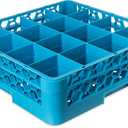 Carlisle FoodService Products Opticlean Glass Rack 16 Compartments with 1 Extender for Kitchens and Restaurants, Plastic, 19.875 x 19.875 x 5.5 Inches, Carlisle Blue