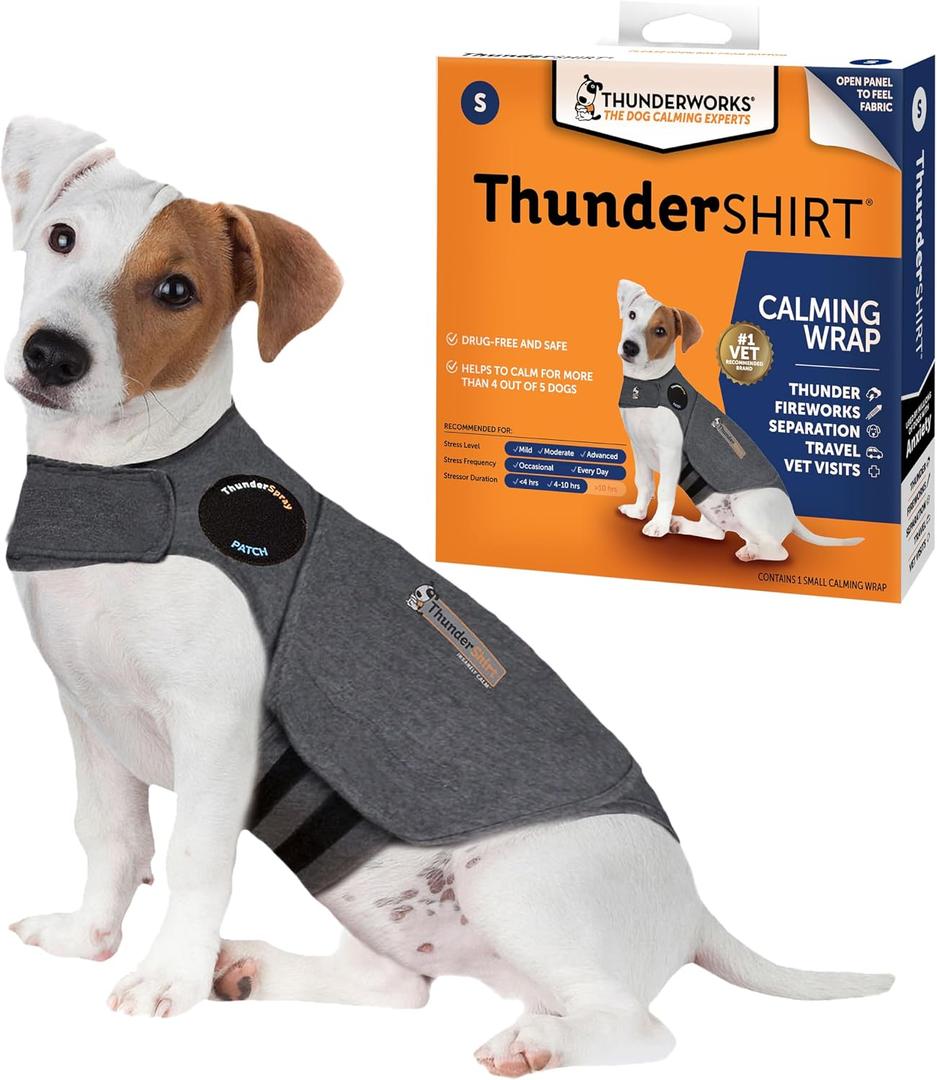 ThunderShirt for Dogs Calming Anxiety Vest, Heather Gray Skin-Friendly Dog Anxiety Shirt, Helps Reduce Stress from Thunder, Fireworks & Travel L