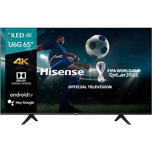 Hisense ULED 4K Premium 65U6G Quantum Dot QLED Series 65-Inch Android 4K Smart TV with Alexa Compatibility, 600-nit HDR10+, Dolby Vision & Atmos, Voice Remote (2021 Model)