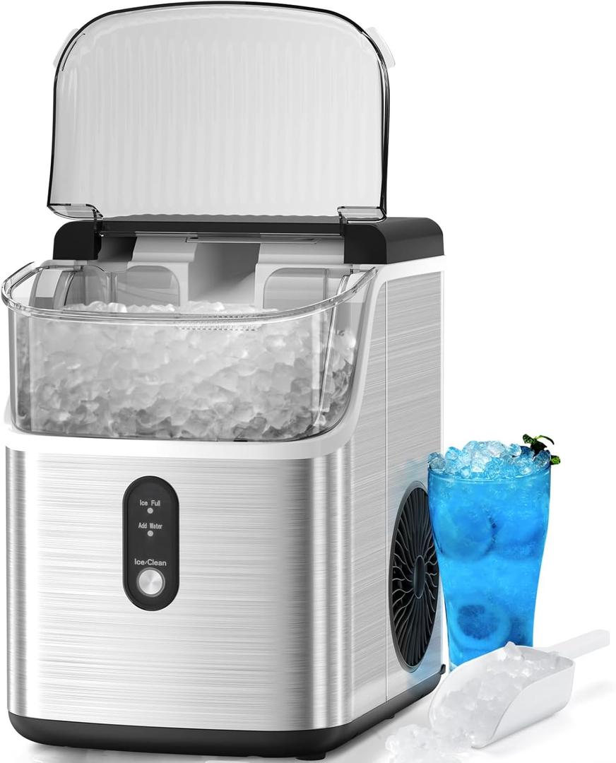 Antarctic Star Nugget Ice Maker Countertop - Chewable ice, Pebble Ice Maker Machine, 35lbs/24h, Auto-Cleaning Countertop Ice Machine, One Button Operation Ice Maker for Party/Home/Camping