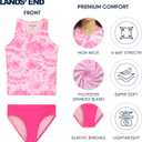 Lands' End Girls' UPF 50+ Swim Bikini Bottom and Racerback Tankini Set (Pink, L)
