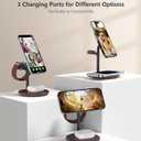 XooFly 3 in 1 Wireless Charging Station for Apple Devices, Fast Wireless Mag-Safe Charger Stand with 20W Adapter for iPhone 17/16 15 14 13 12 Pro Max/Pro/Plus/Air/Mini,iWatch,AirPods,Brown Wood Grain