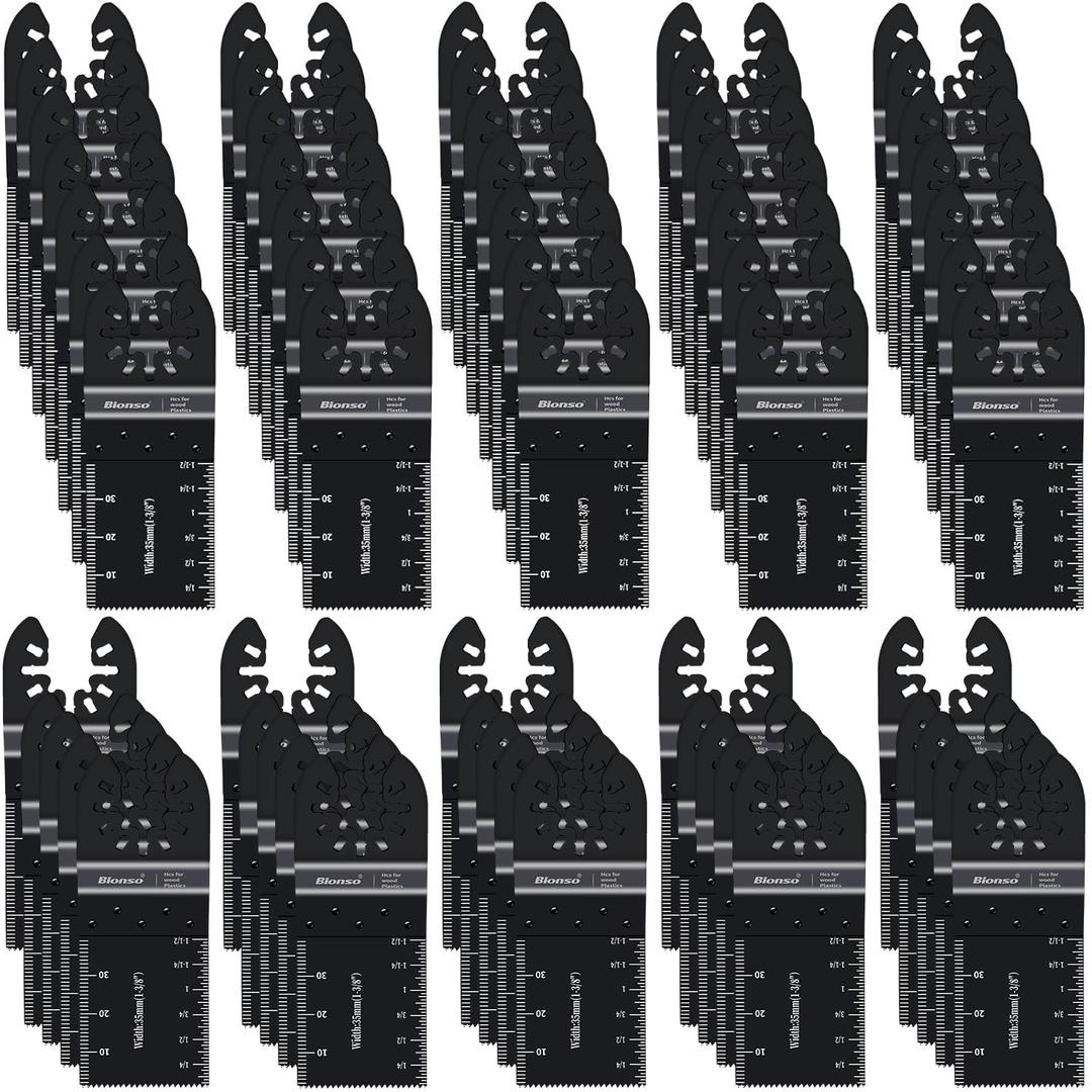 Bionso 60PCS Oscillating Tool Blade Cuts Wood Plastics, Sharp Durable Multitool Blades, Quick Release Multi Tool Blades Kits, Oscillating Saw Blades Fit Dewalt Milwaukee Ryobi Makita Worx Wen Rockwell