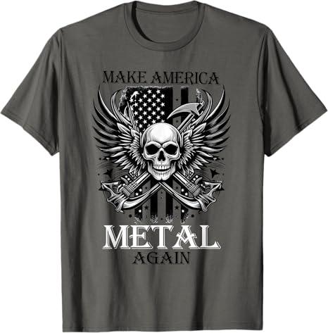 Make America Metal Again Vintage 80s Rock Skeleton With T-Shirt, M