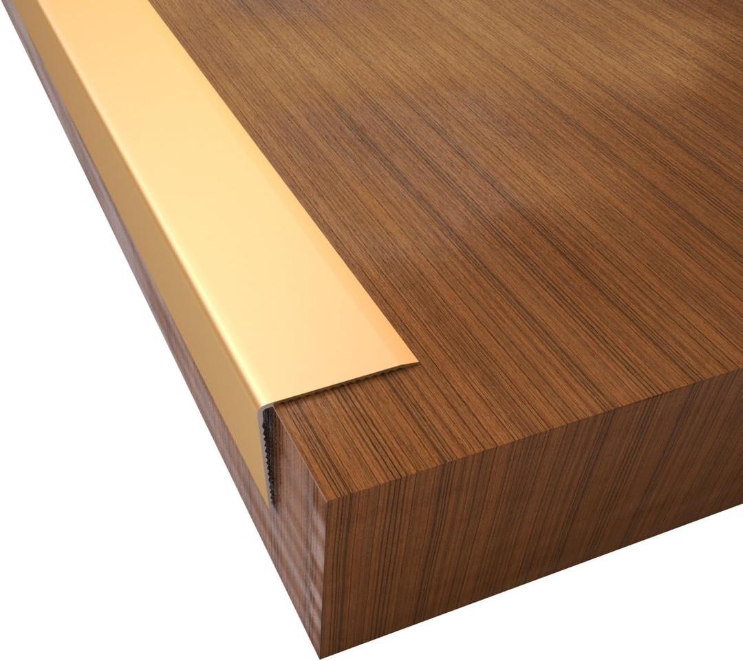 NeatiEase Aluminum Corner Guards, Peel and Stick Metal Corner Protector Molding Trim for Wall Door Frame Cabinet Protection, Gold, 4ft x 0.8in (2pcs)