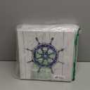 VANSEEING Nautical Wall Art Beach Themed Anchor Lighthouse Bathroom Decor Boat Helm Painting Pictures Print on Canvas Blue Grey Artwork Ready to Hang for Bathroom Living Room 12x12 Inchx4 Panels