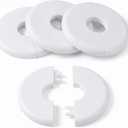 4PC Escutcheon Plate, Round Wall Split Flange Self-Adhesive Buckles Design for 1" Diameter Pipe (pure white)