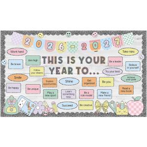 2 x Kosiz This is Your Year Bulletin Board Set Colorful, Composition Pastel
