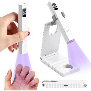 YSC Handheld UV Light for Gel Nails, Mini Portable Cordless UV Pen Light for Nails with Stands and LCD Display, Fast Flash Curing Nail Dryer for Home Salon & DIY Manicure