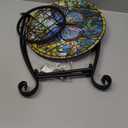 Outdoor Side Table Round Small Mosaic Patio Accent Indoor End Plant Metal Coffee Tea Table for Yard Porch Garden Patio Living Room, Bedroom (Butterfly Style, 12 Inch)