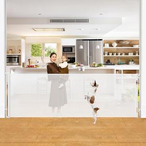 42" Tall X 100" Extra Wide Retractable Baby Gates for Large Openings Extra Tall Dog Gates for Doorway Tall Retractable Pet Gate Tall Mesh Gates for Kids Long Dog Gate for Indoor/Outdoor, White