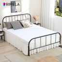 RIMELA Ivory White Bed Skirts with Split Corners Queen Size 12 Inch Drop,Elastic Bed Skirting Wrap Around, Easy to Install Dust Ruffles,Soft Fabric Machine Washable