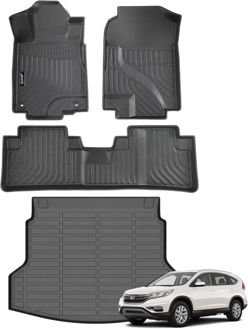 Jenofa-Car Floor Mats for 2012-2016 Honda CR-V LX EX SE (Not for CRV Touring& EX-L) All Weather Waterproof Anti-Slip Full Set Floor Liners Custom for CRV Accessories Black