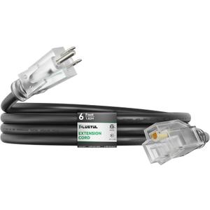 PLUGTUL Outdoor Extension Cord 6FT, 12 Gauge Extension Cord with Lighted End, Heavy Duty,15A 1875W SJTW, ETL Listed, Great for Garden and Home, Black