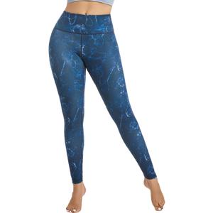 +MD High Waist Women's Printed Leggings (Blue, L)