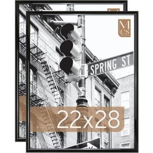 MCS Trendsetter 22x28 Poster Frame Black High-Gloss, Vertical & Horizontal Wall Hanging Large Picture Frame for Photos, Posters & Art Prints (2-Pack)