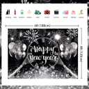 Black Silver Happy New Year Backdrop 2026 New Years Party Backdrop New Years Eve Annual Countdown Party Supplies Fireworks Glitter Dots Cheers to Family Party Decor Banner (70x40 inch (6x4FT))