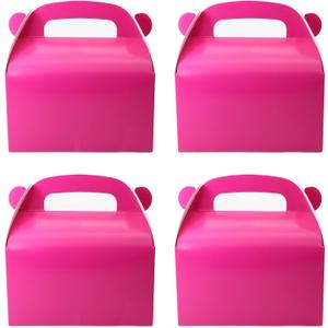 30-Pack Hot-Pink Party Favor Treat Boxes, Candy Boxes, Gable Paper Gift Boxes with Handles. Perfect for Bright Pink Theme Party, Girls Birthday Party Baby Shower Decoration Supplies.