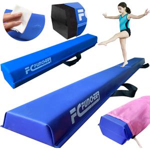 6FT/9FT Folding Balance Beam for Kids ages 3-15- Foldable Gymnastics Floor Beam,Anti-Slip ,Carrying Bag, Faux Suede Covered,EVA foam,Gymnastics Equipment for Kids Training At Home,School,Gym Center (Blue)