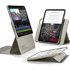 ESR for iPad Pro 11 Inch Case 2024 5th Gen (M4), Rotating Case with Removable Magnetic Cover, Adjustable Portrait/Landscape Stand with Raised Screen View, 9 Standing Angles, Shift Series, Titanium