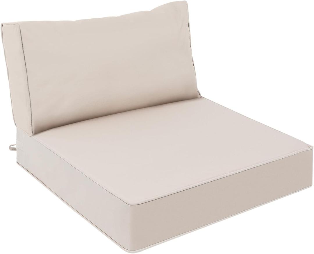 AAAAAcessories Outdoor Deep Seat Cushions, Waterproof, Fade-Resistant Patio Furniture Replacement Cushions, 23.5" x 25.5" x 5" + 23.5" x 13.5", Khaki Beige