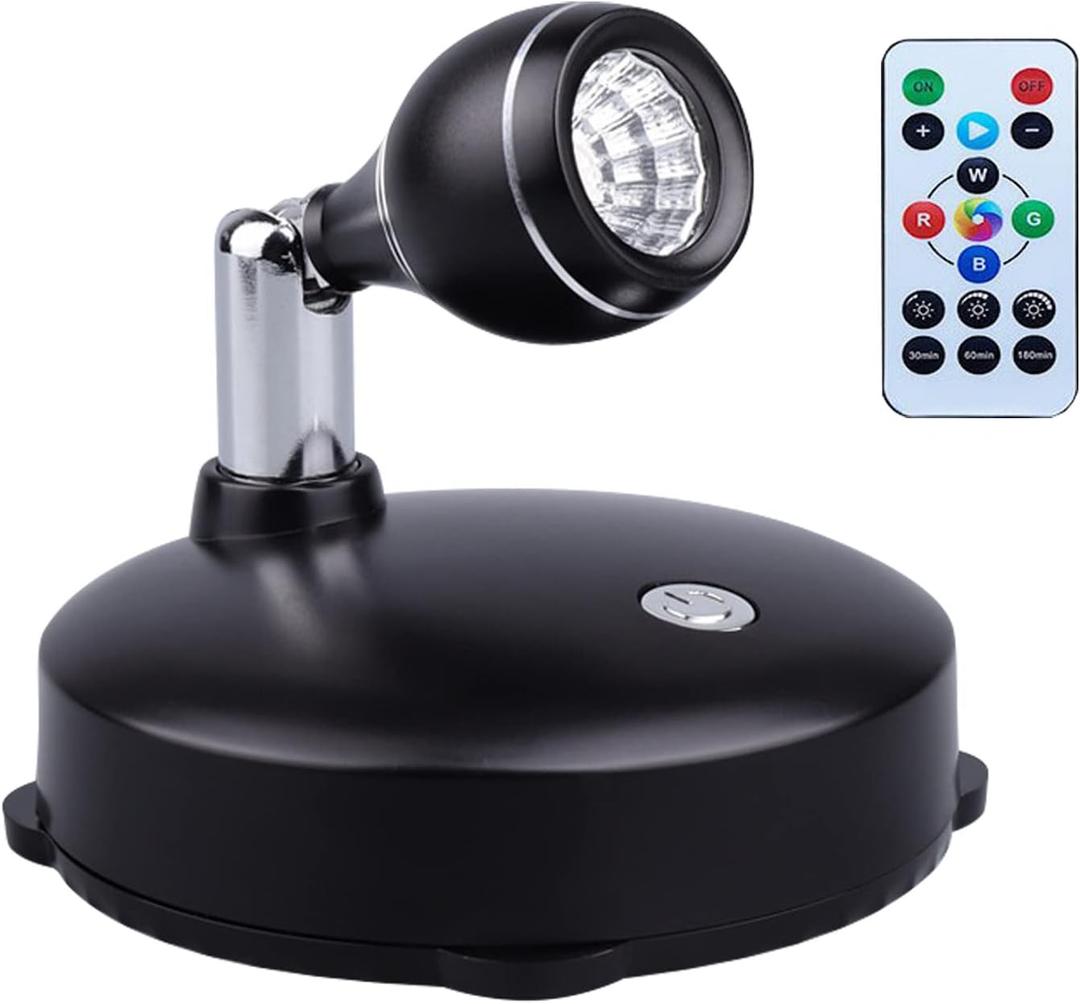 Kiven RGB Spotlight with Remote Mini Accent Lights Battery Operated Spotlights for Exhibition Hall Clothing Cabinet Background Wall - 1 Pack Kiven RGB Spotlight with Remote Mini Accent Lights Battery Operated Spotlights for Exhibition Hall Clothing Cabinet Background Wall - 1 Pack