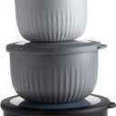 COOK WITH COLOR Prep Bowls with Lids- Wide and Deep Nesting Plastic Small Mixing Bowl Set with Lids, 8 Piece Set - Deep Bowls, Black/White