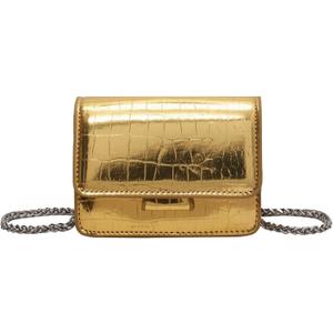 PU Leathe Mini Crossbody Bags for Women's, Y2k Mini Square Purse with Chain Strap Fashion Women Small Evening Bags