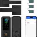 Keyless Entry Door Lock with Handle Set,Smart Front Door Lock with Keypad Set,Keyless Entry Digital Deadbolt,Smart Deadbolt with Auto Lock,App Control, Matte Black