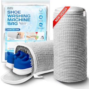 2-Pack Shoe Washing Machine Bag, 360 Deep Shoe Laundry Bag for Washer, Reusable Mesh Shoe Bag with Secure Zipper, Easy Clean Shoe Bag for Sneakers, Tennis Shoes & Gym Trainers