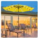 JEAREY 9FT Outdoor Patio Umbrella with Solar Lights, LED Lighted Pool Umbrella with Tilt and Crank, Outdoor Table Umbrellas for Deck, Yard & Market (Lemon)