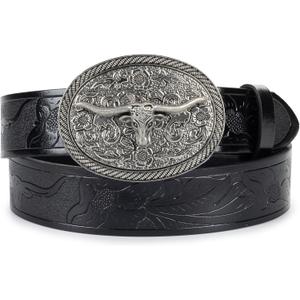 Western Belts for Women Men-Cowgirl-Cowboy-Country-Belt (Fit 29"-33", Black)