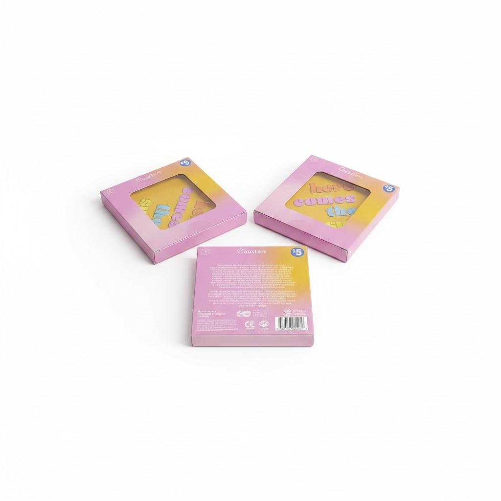 Seasonal Celebrations 3Pack Corkback Coasters Here Comes The Sun