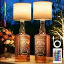 Wireless Wine Bottle Lamp Shade Rechargeable RGB Bottle Light for Liquor Bottles with Remote Control Dimming Timing for Table Bedside Bedroom Bar Set of 2