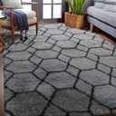 ONASAR Area Rugs for Bedroom Living Room, 4x6 Fluffy Grey and Black Rug, Shaggy Geometric Floor Mat for Home Decor Aesthetic, Soft Plush Fuzzy Carpet for Nursery Kids Teen Dorm