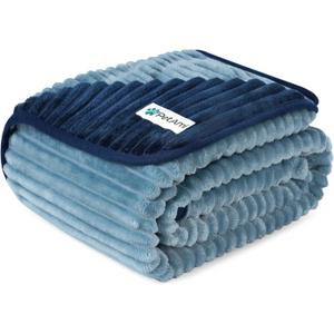 PetAmi Waterproof Dog Blanket, Leakproof Pet Blanket for Small Medium Large Dogs, Reversible Furniture Bed Sofa Couch Cover Protector, Plush Striped Pet Throw for Indoor Cat, 40x60 in, Navy Blue