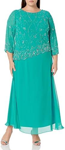J Kara womens 3/4 Sleeve Floral Beaded Asymmetrical Hem Top Mock Flair Dress Formal Dress 8