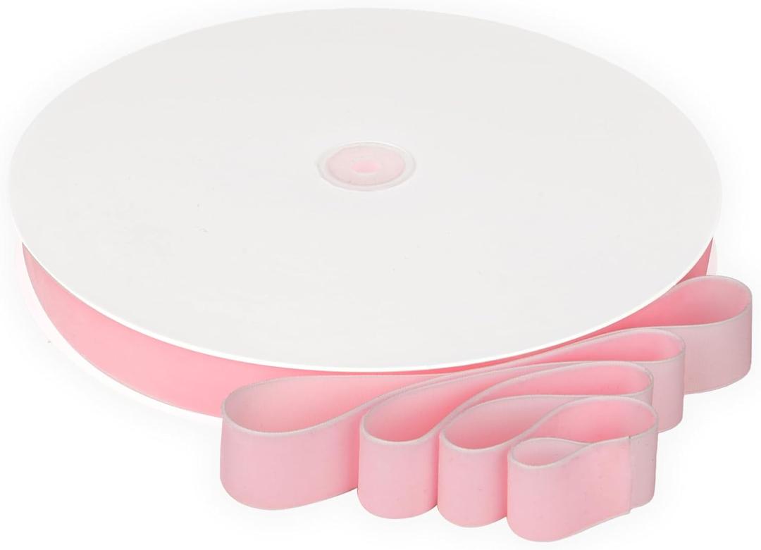 Light Pink Velvet Ribbon 1'' 50 Yards Velvet Fabric Vintage Ribbon for Christmas Tree, Gift Wrapping, Flower Bouquet, Wreath Decorations, Bow Making (Light Pink, 1"-50 Yard)