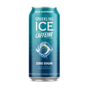 Sparkling Ice Caffeine, Blue Raspberry Sparkling Water with Caffeine, Zero Sugar, with Antioxidants and Vitamins,16 fl oz Can (EXP 02/14/27)