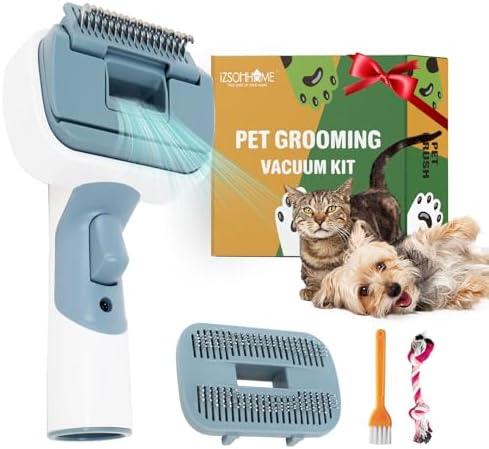 IZSOHHOME Dog Cat Brush for Shedding and Grooming,Two Replacement Heads,Massage the skin,Easy to Clean Comb for Long Short Haired Pets,use with Vacuum,Compatible with 32mm&35mm Universal Vacuum